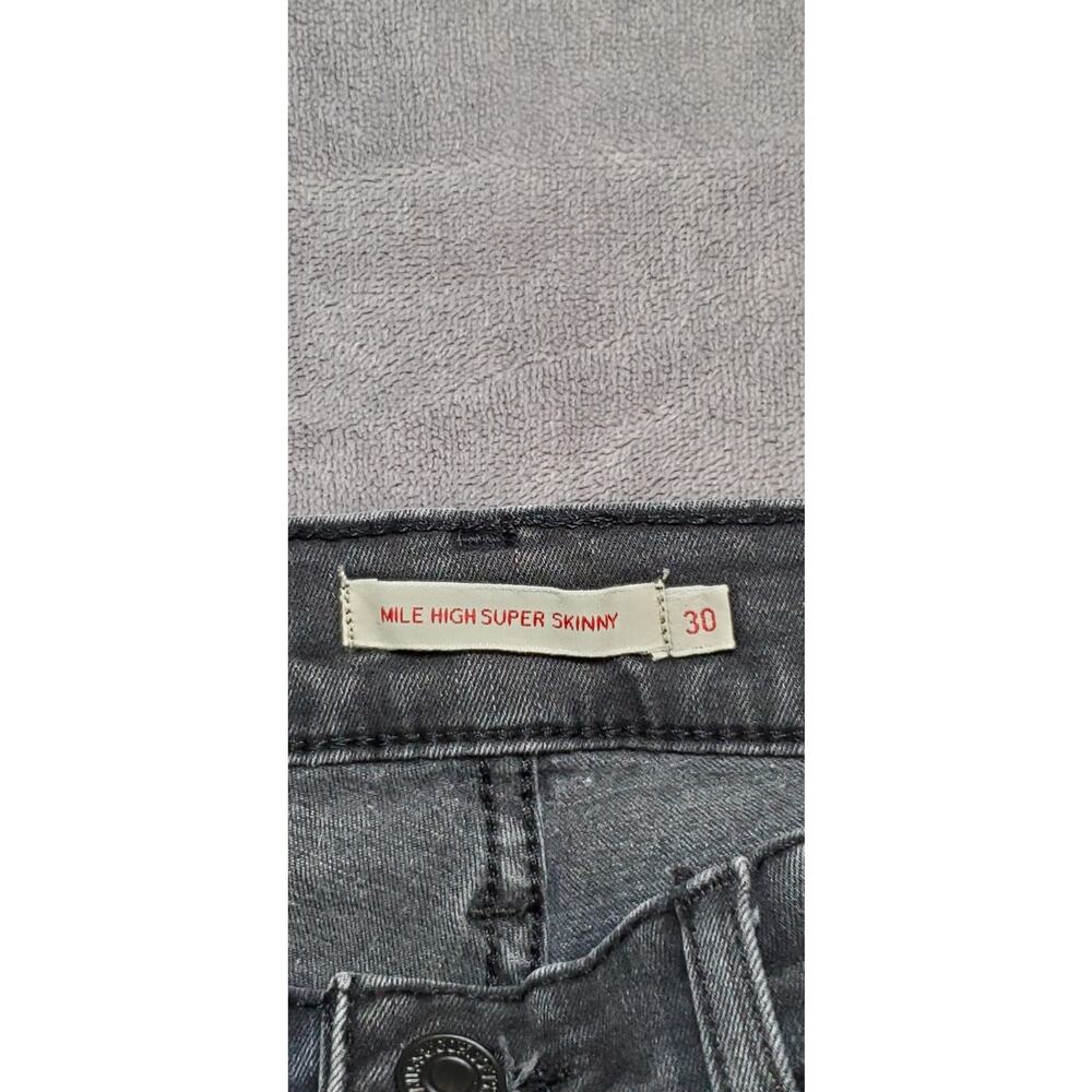 Levi's Jeans Womens Size 30 Black Denim Mile High Super Skinny High Rise Za1-17 - Picture 6 of 10